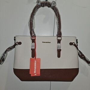 Montana West Cream and Brown Two-Tone Tote